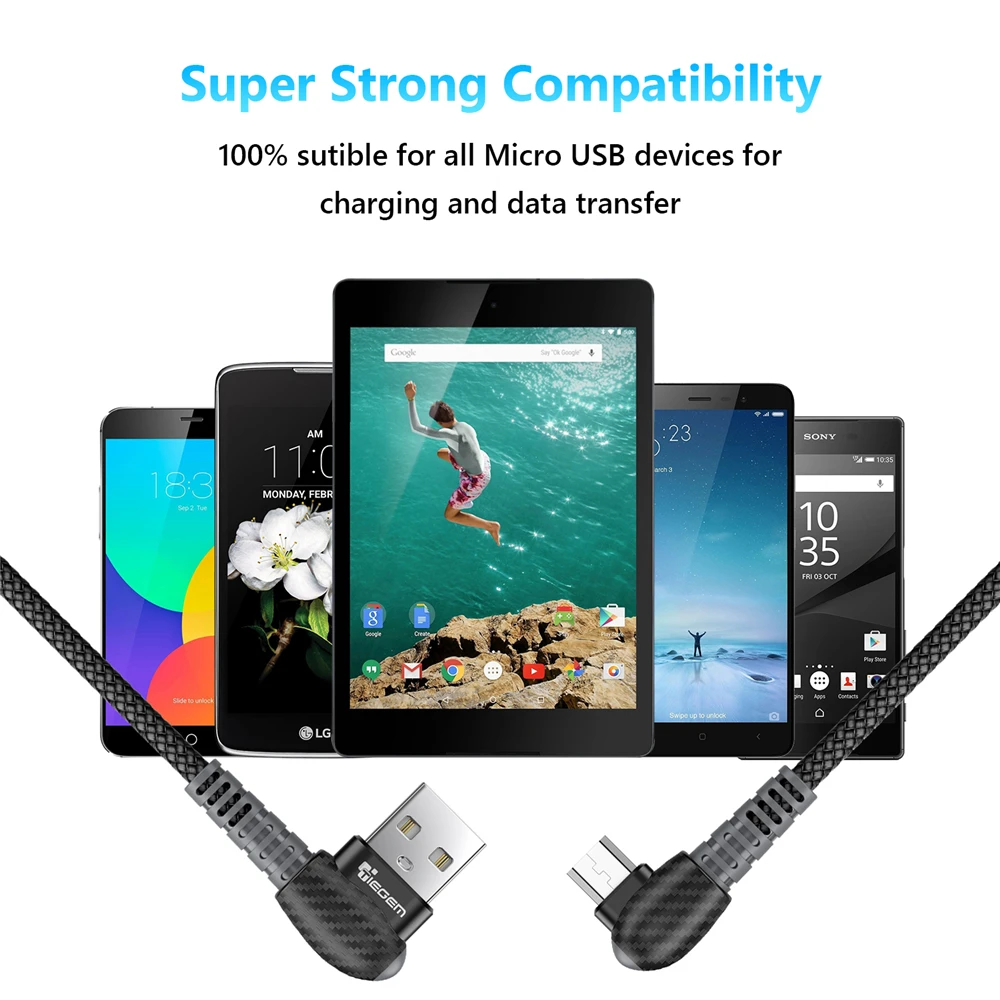 TIEGEM Micro USB Cable 2A Fast Charging Sync Data Cable for Samsung Galaxy C5 1M 2M Huawei Xiaomi 90-Degree Mobile Phone Cables TIEGEM Micro USB Cable 2A Fast Charging Sync Data Cable for Samsung Galaxy C5 1M 2M Huawei Xiaomi 90-Degree Mobile Phone Cables