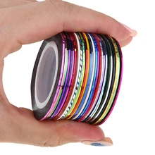 30pcs pack 2m Nail Art Decoration 3D Striping Tape Line Uv Gel Polish Mixed Colorful Metallic
