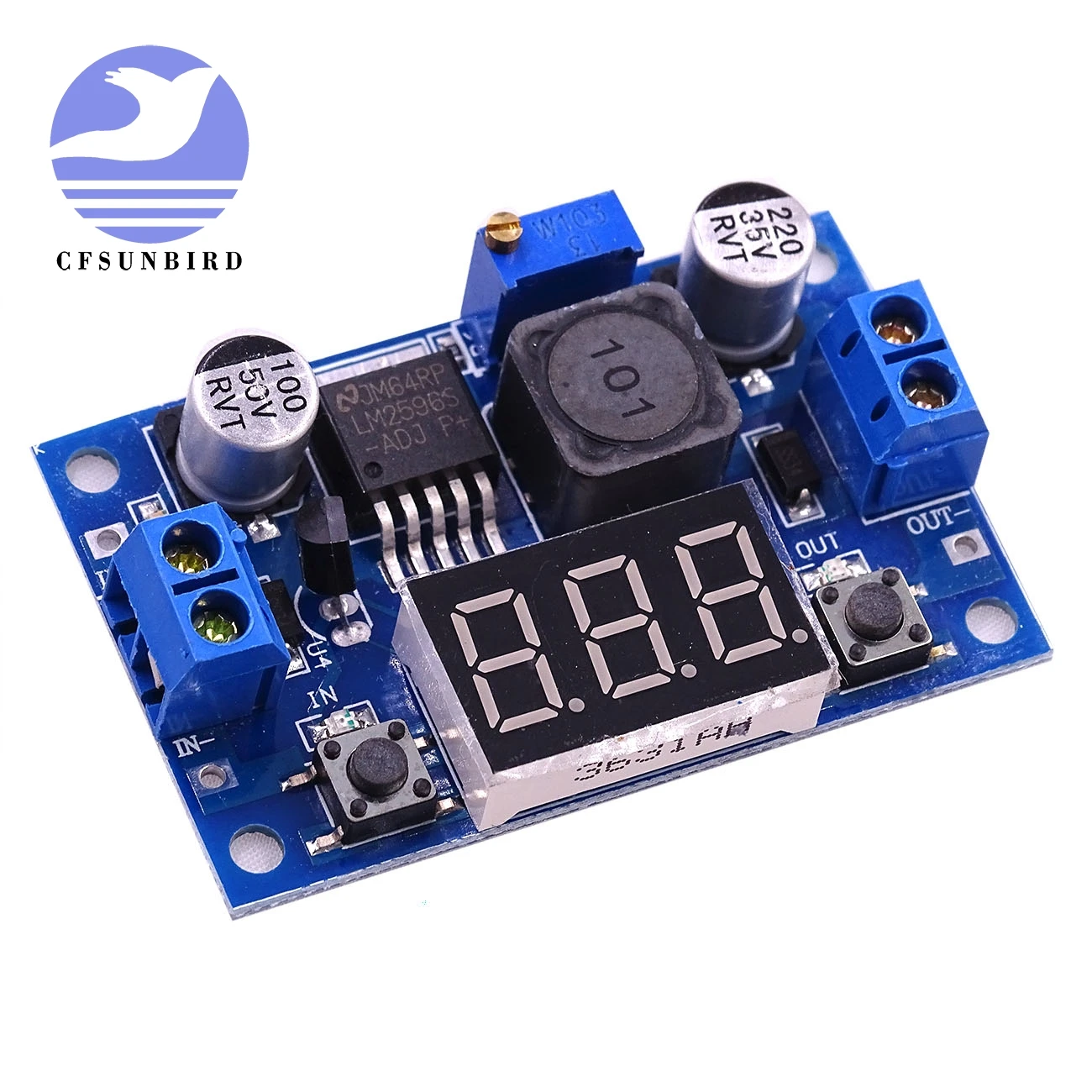 

CFsunbird LM2596 module DC 4.0~40 to 1.3-37V Adjustable Step-Down Power Module + LED Voltmeter