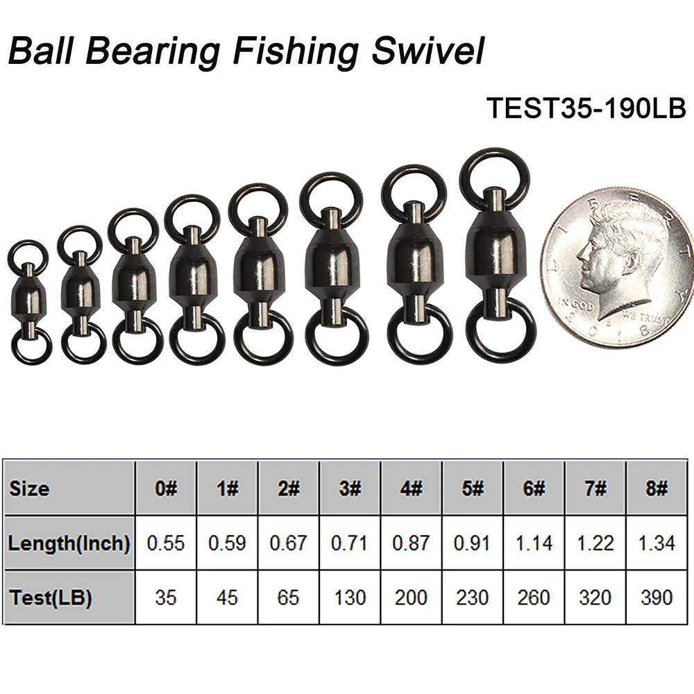 20 штук шарикоподшипник рыболовный шарнир с твердым кольцом рыболовный крючок Вертлюг Разъемы Медь 35LB-390LB Размер 0#-8