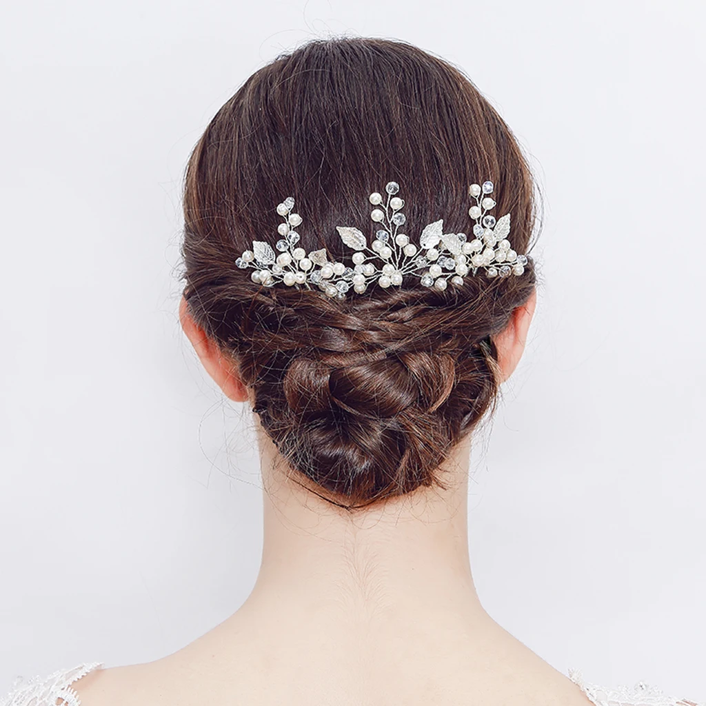 1 Pair Crystal Rhinestone Leaf Hair Pins Vine Wedding Banquet Woman Bridal Hair Jewelry Photo Prop