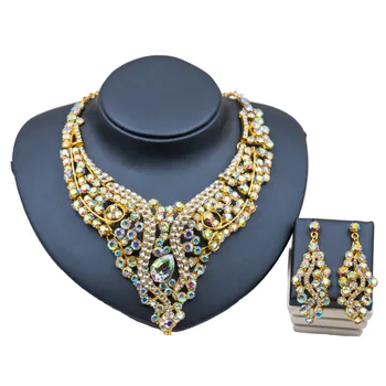 

lan palace nigerian wedding african beads women jewelry set jewelry set necklace and earrings six colors free shipping