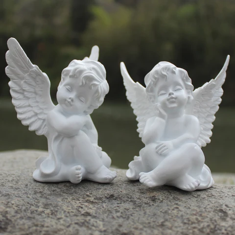 Escultura de Anjo Cupido em Resina Decoração de Sala de Estar Presentes de Casamento Amóretto Artesanato Clitóris Romanos L3165 2 Pçs – Set