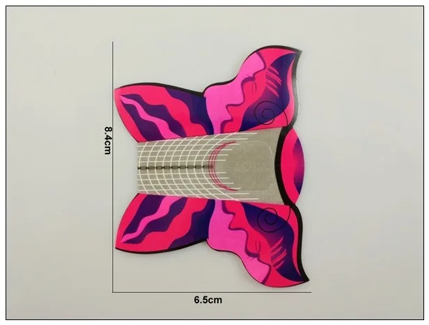 10 шт./лот, большая розовая бабочка, u-образная форма для наращивания ногтей, рулон, художественные формы для наращивания кончиков для акрилового УФ-геля 8,4X6,5 см
