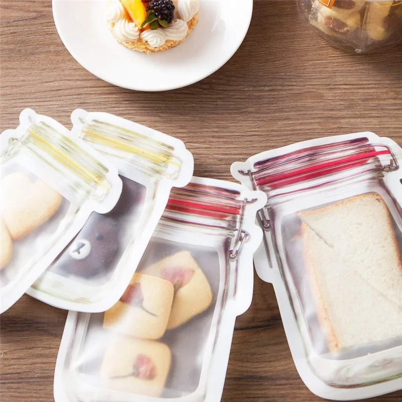 12 шт. многоразовые Mason Jar молнии сумки гайки конфеты, печенье Снэк Saver Мешок герметичные свежий еда сэндвич сумки для хранения путешествий