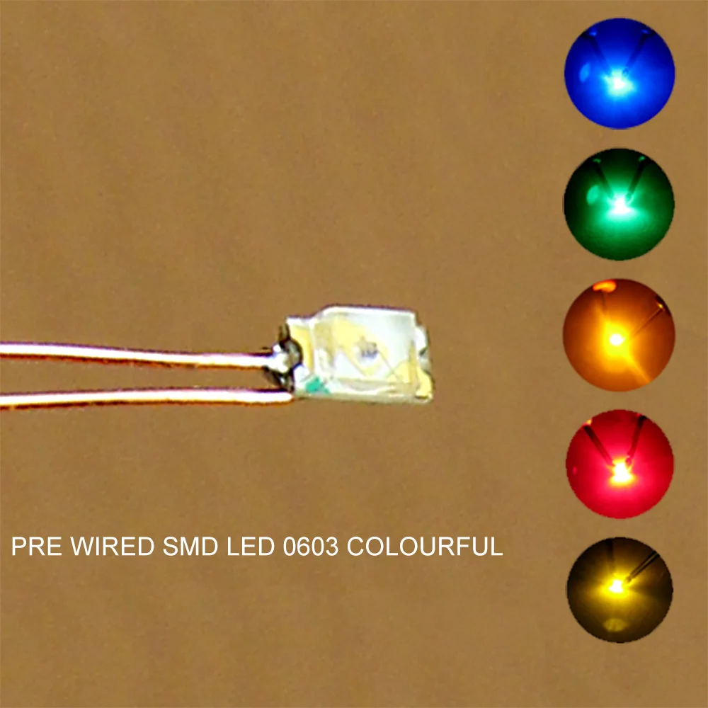 C0603 20 шт предварительно припаянные микро 0 1 мм с медной проволокой 0603 SMD Led Желтый
