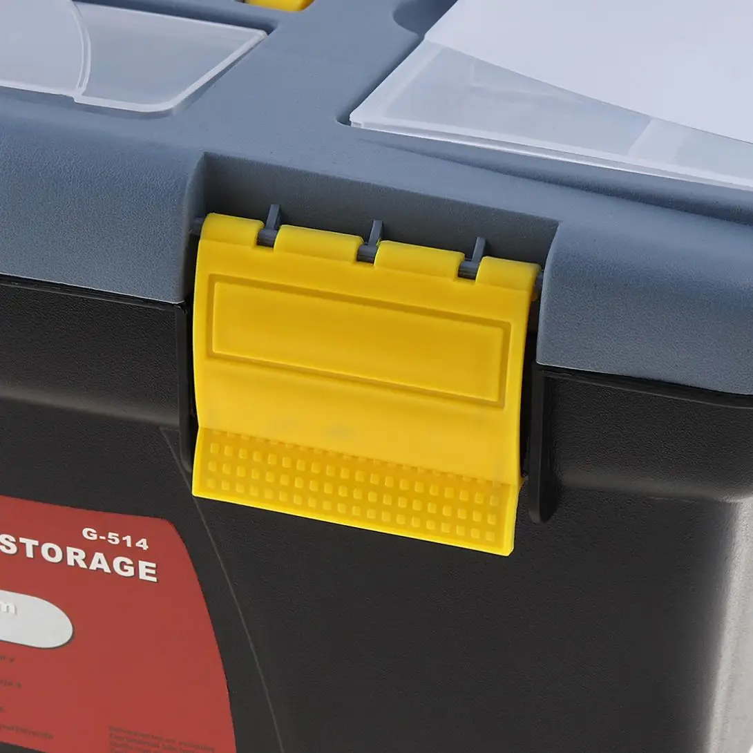 Черный большой Портативный Пластик оборудования ящик для инструментов с ящиком для дома или наружной отделки мусора