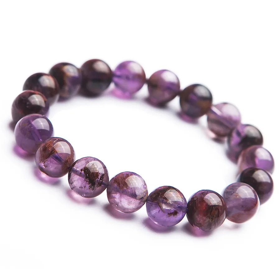 

Fashion 12mm 100% Natural Purple Phantom Quartz Crystal Gemstone Round Bead Stretch For Woman Bracelets AAAAA Drop Shipping