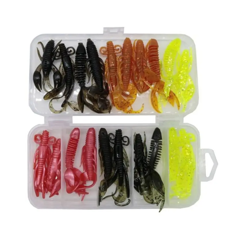 

20 Pcs Fishing Bait Flower-tail Locust Crayfish Shape Baiting Freshwater Fish Fake Bionic Baits