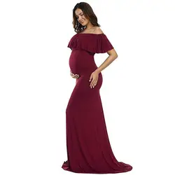Shoulderless шлейфом для беременных Платья для фотосессии Беременность платья для беременных Подставки для фотографий Одежда для беременных