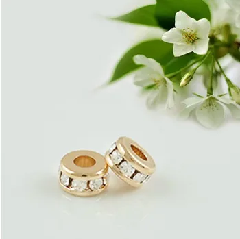

4PCS 7*3MM 24K Champagne Gold Color Plated Brass with Zircon Spacer Beads High Quality Diy Jewelry Findings