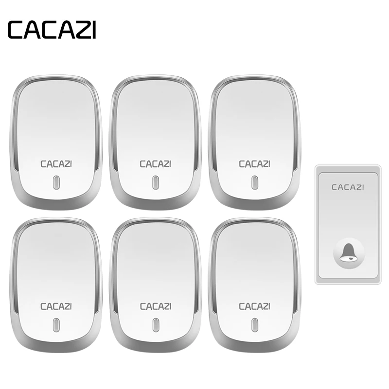 

CACAZI Self-Powered Waterproof Wireless Doorbell 200M Remote LED Light No Battery Button Home Cordless Bell US EU Plug 36 Rings