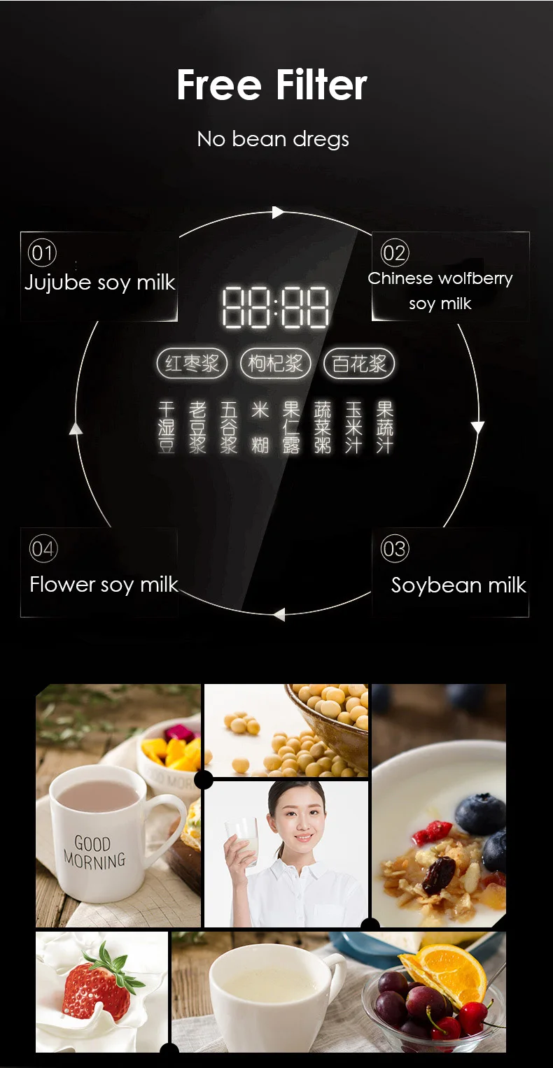 Joyoung DJ13R-P10 бытовой прибор для приготовления соевого молока кухонный блендер 220V электрический пищевой миксер 1.3L Ёмкость светодиодная сенсорная панель