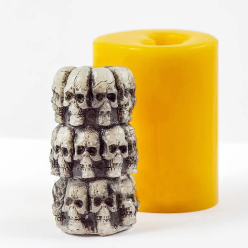 Силиконовая форма для Хэллоуина цилиндрическая с черепами 3D формы мыла DIY Форма