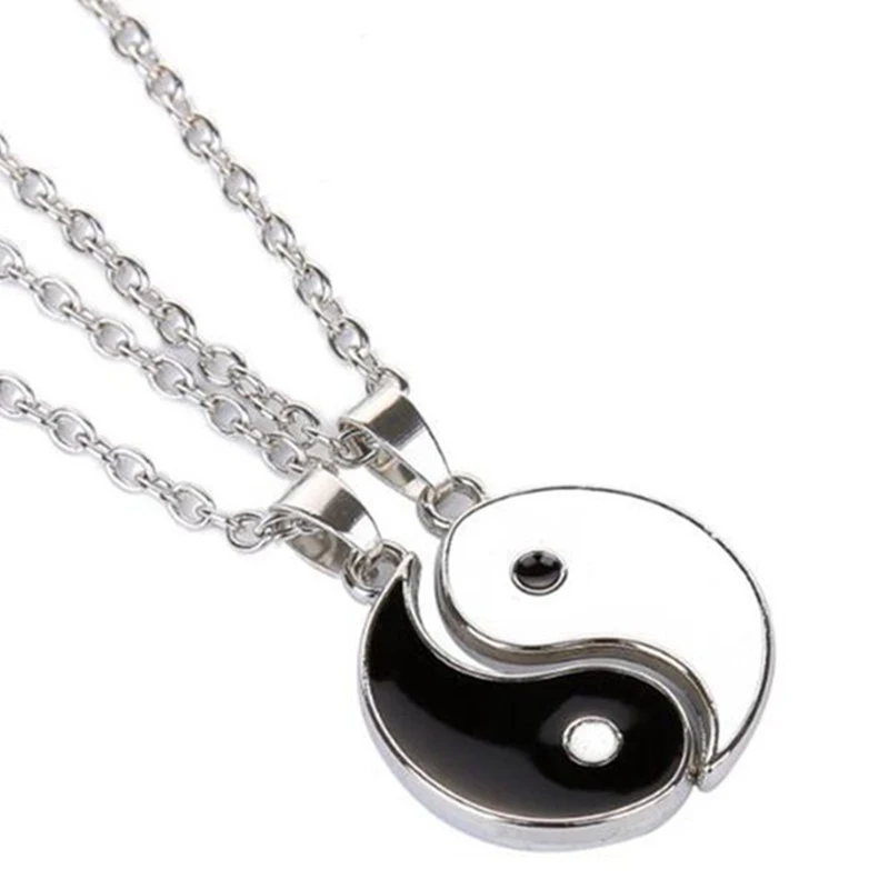 Черно-белый эмалированный Тай Чи Инь Ян сплетни кулон ожерелье для лучших друзей BFF Чокер Ожерелье для мужчин женщин влюбленных вечерние подарки