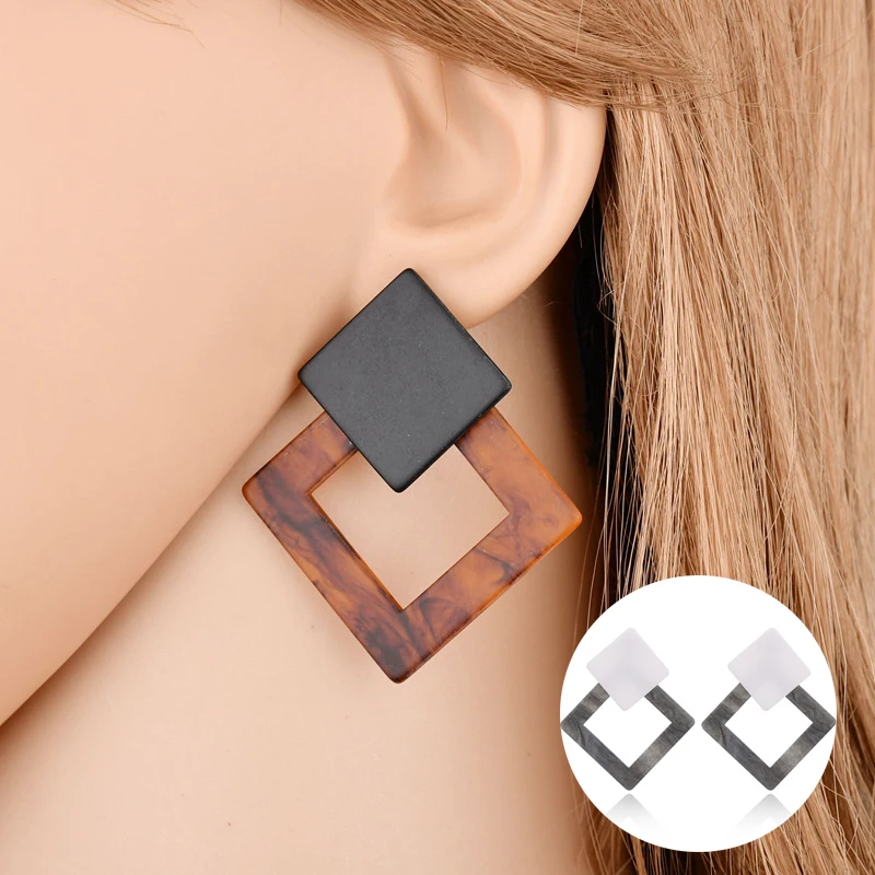 

Fashion Bohemia Acrylic Resin Drop Earrings Women Leopard Print Geometric Dangle Earrings Female Jewelry Earrings Gift