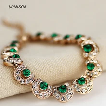16,5+ 3,5 см любовь мода девушки высокого качества браслет женский индивидуальный Зеленый Кристалл Богемия Роза влюбленных подарок орнамент