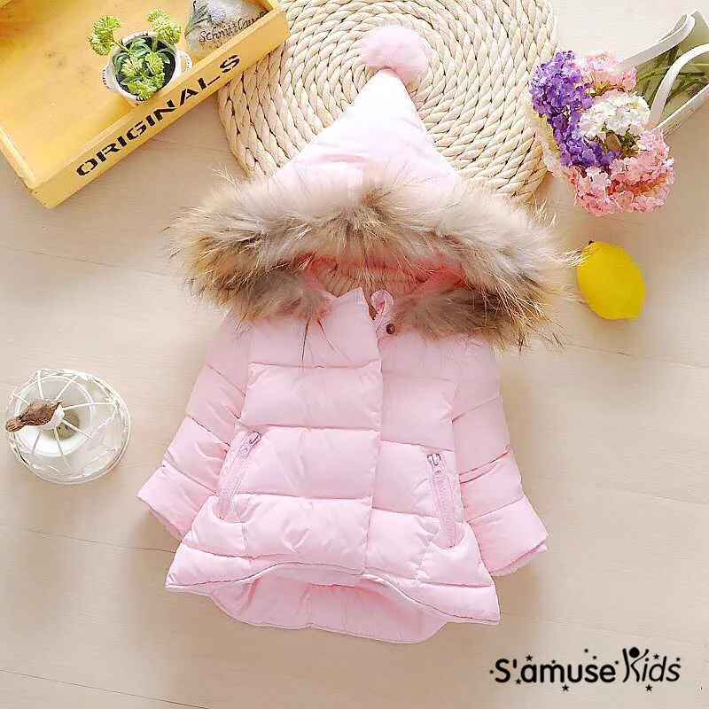 

Children Clothing Fur Collar Hooded Thick Jacket Winter Kids Snowsuit Baby Girls Boys Winter Coat Infant Kids Clothes