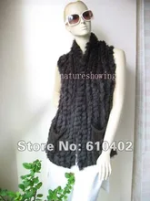 wholesale retail Wonderful Women s rabbit fur vest jacket coat outwear dark brown 