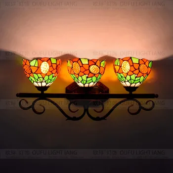 

tiffany fashion European style wall lamp sunflower mirror light rustic bed-lighting lamps