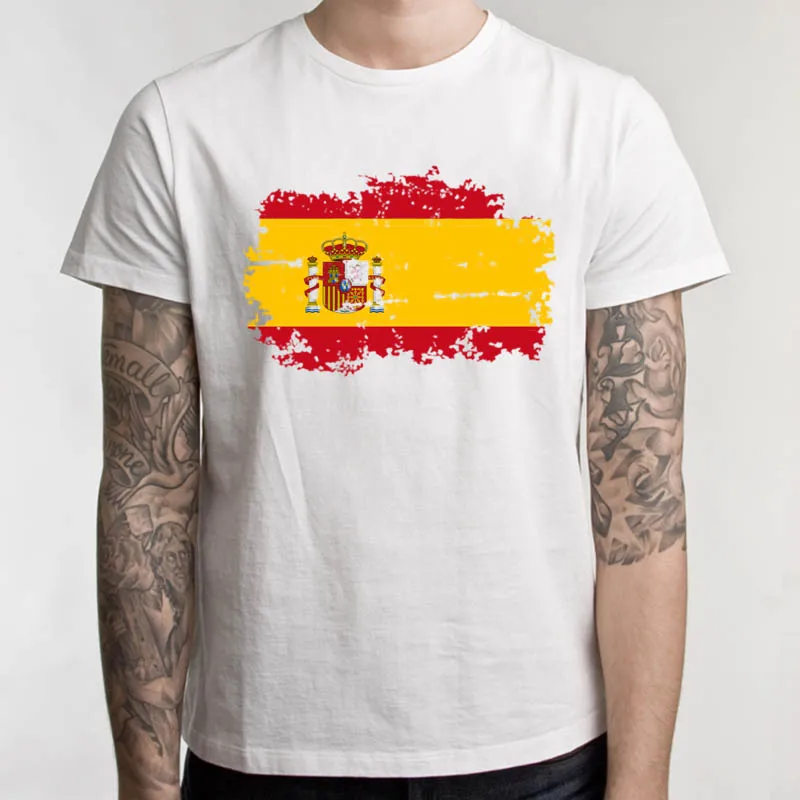 Spain National Flag T shirts For Men Fashion Short Sleeve Nostalgic