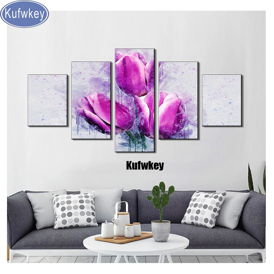 

Multi-pictures Modern decor 5D Diamond Painting Cross Stitch Diamond Embroidery tulip Rhinestone Mosaic Home Decoration