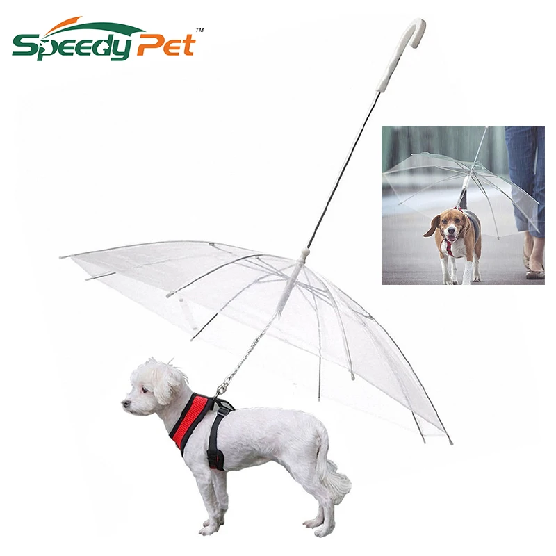 

High Quality Pet Umbrella Transparent Dog Umbrella with Leash Assembly for Rain Snow Protection Pet Dog Supplies