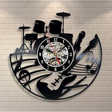 2018 Hot CD Vinyl Record Wall Clock Modern Design Musical Theme Decorative Black Art Watch Clock Saat Relogio De Parede