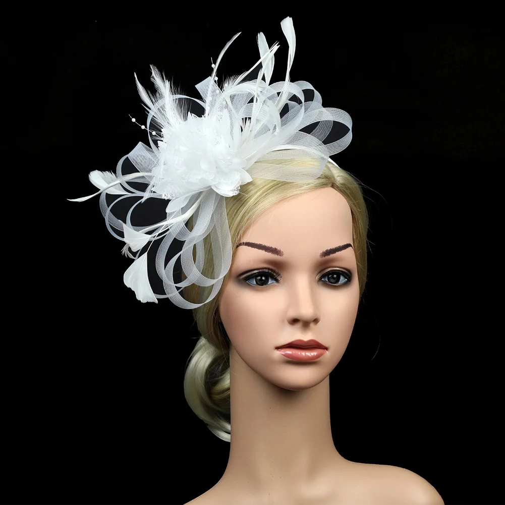 Модная шляпа-чародей с перьями и сеткой, заколка для волос для женщин, Коктейльная Свадебная вечеринка, свадебная шляпа-чародей, Женская повязка на голову