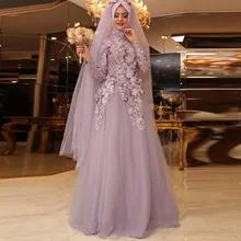 Muslim Wedding Dresses Full Sleeves Vestido De Noiva Sequins Hijab Wedding Dress Long Casamento Vintage Bridal Gowns A Line 2016