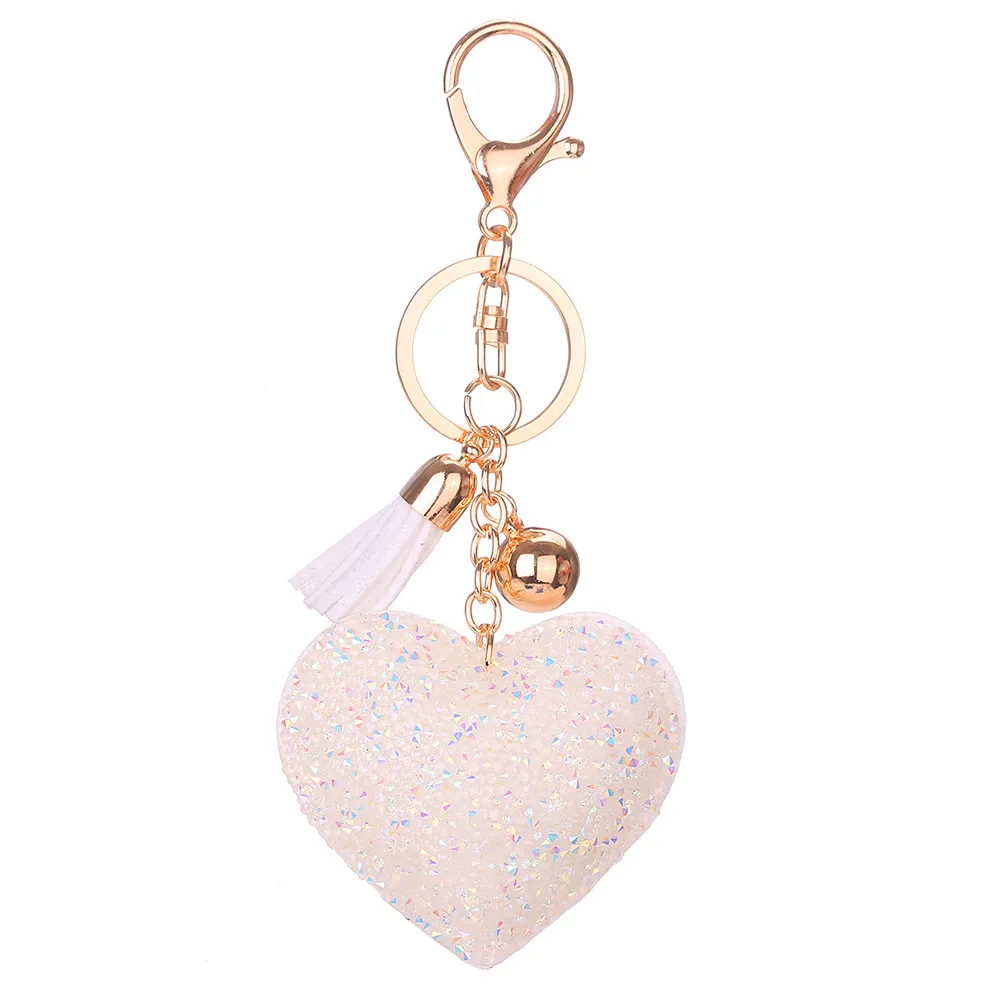 SUSENSTONE 2017 fashion trendy keychain Love Rhinestone Tassel Keychain