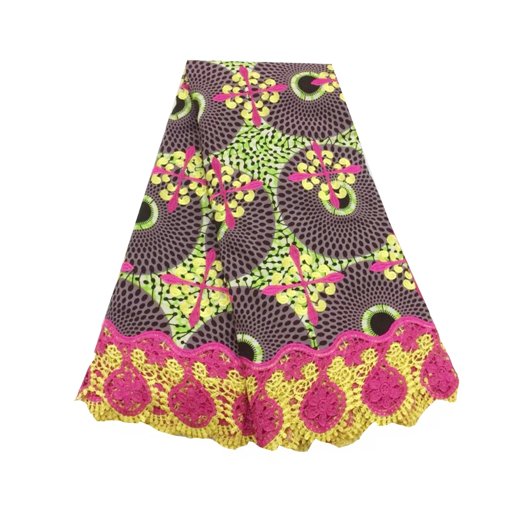 Африканская восковая ткань Анкара Печать Хлопок с вышивкой Стразы органический хлопок ткань Пейдж супер воск для платья