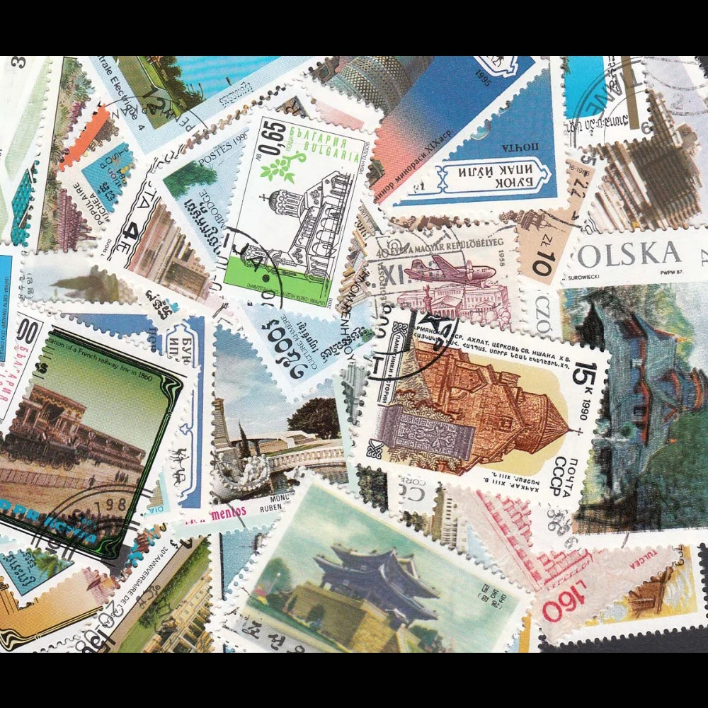

100 PCS/Lot All Different Topic Buildings Castle Unsed Postage Stamps With Post Mark In Good Condition For Colleciton