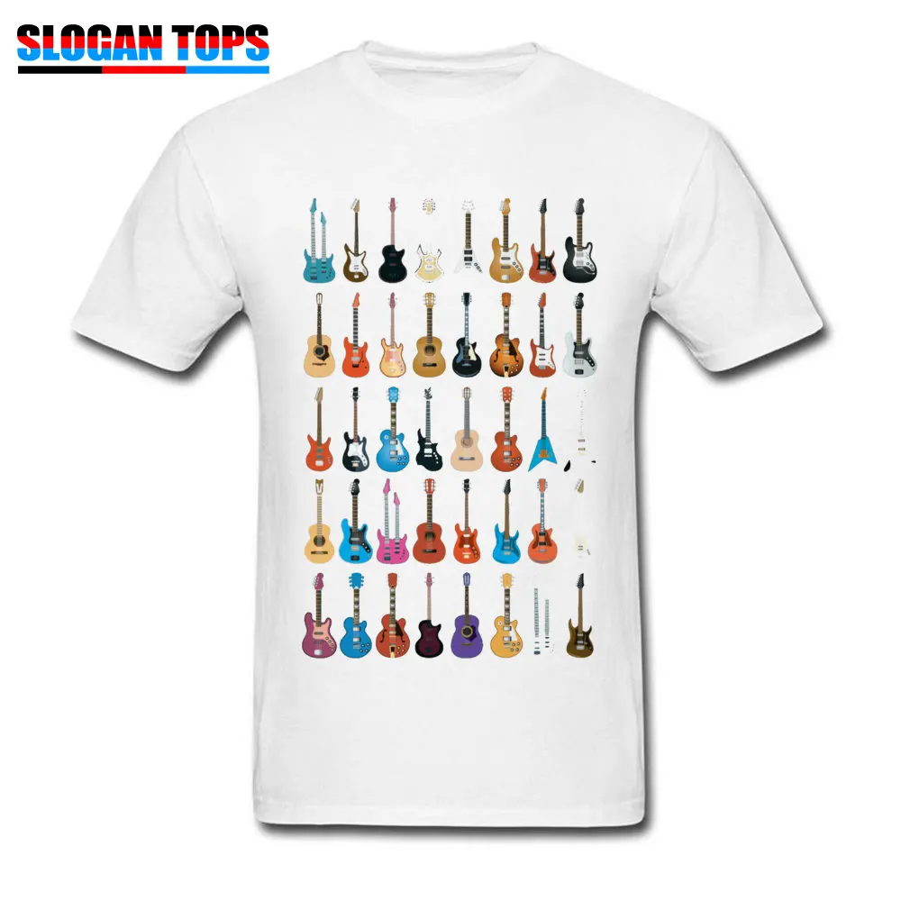 Custom 3D Printed T-shirts 2018 Summer Short Sleeve Round Neck T Shirt Cotton Fabric Men Normal T Shirts Drop Shipping Love Guitar Different Guitars Music Lover Funn white