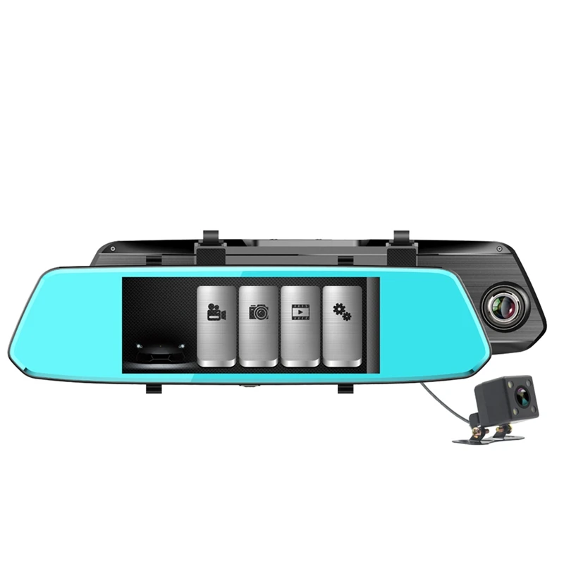 7 дюймов Hd 1080P Автомобильный видеорегистратор Пресс Экран зеркало Камера Двойной объектив Регистраторы парковочная камера заднего вида для вождения Регистраторы
