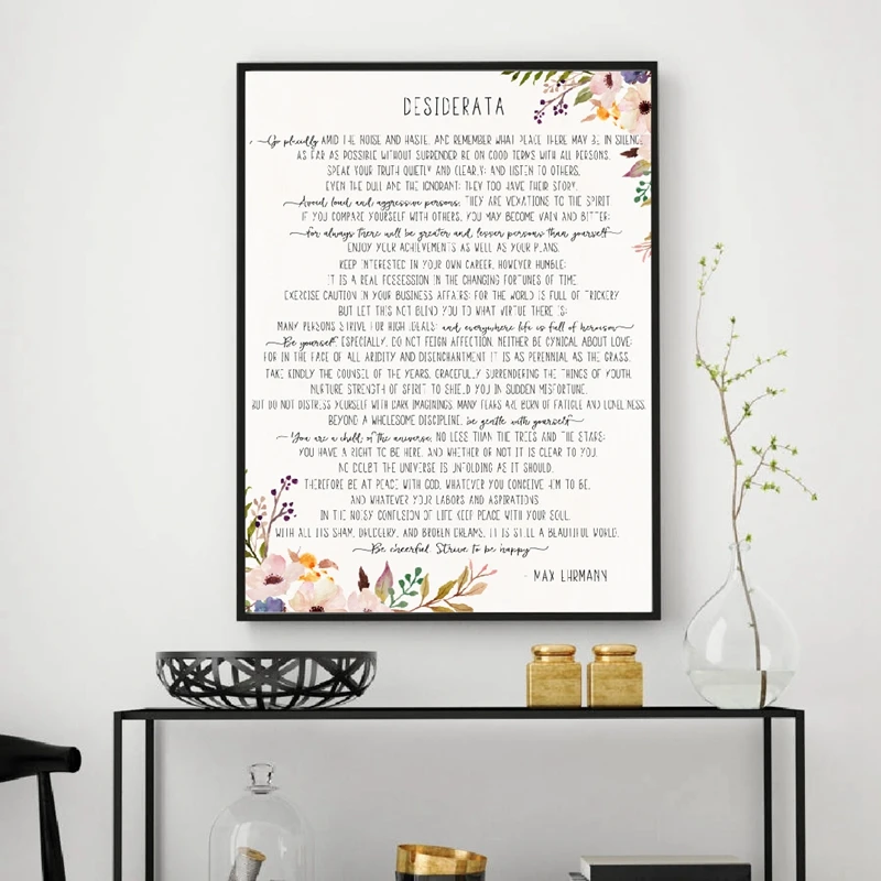 Max Ehrmann poem wall art prints living room decor