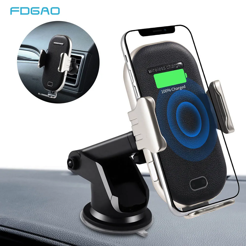 FDGAO Automatic Qi Wireless Car Charger Mount Air Vent Phone Holder For iPhone XS Max XR X 8 Samsung S10 S9 S8 10W Fast Charging