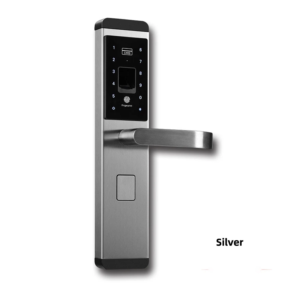 Биометрический Дверной замок с отпечатком пальца интеллектуальный электронный замок проверка отпечатков пальцев с паролем RFID Ключ разблокировка - Цвет: Silver