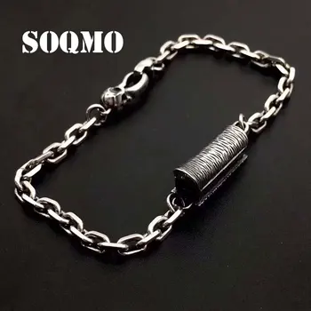 

SOQMO Couple Bracelet 100% Real 925 Sterling Silver Women Men Promote the fortune Bracelet Bangle Jewelry 2019 New SQM271