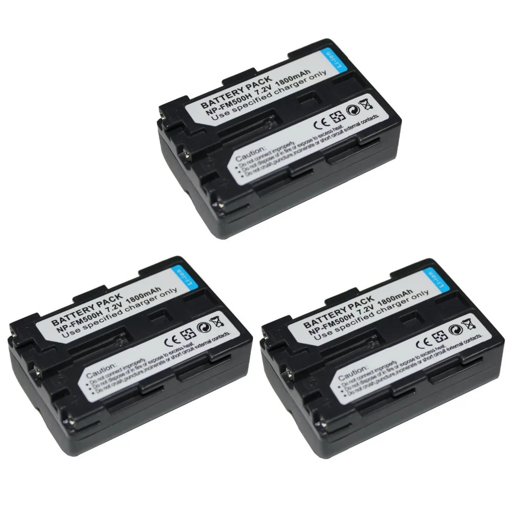 3 pcs 1800mAH NP FM500H NP FM500H Li ion Rechargeable Camera Battery