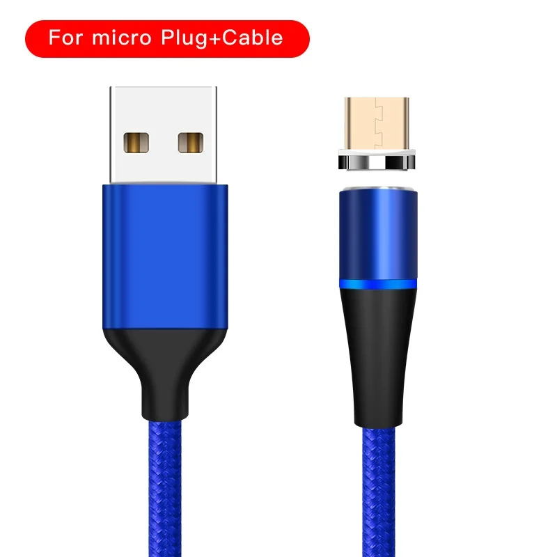 Магнитный USB кабель для Micro USB и type C супер зарядное устройство для huawei 3A Быстрая зарядка магнит зарядное устройство Micro USB usb c шнур для Xiaomi - Цвет: Blue For Micro
