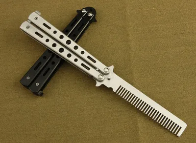 

Fixmee Hot Sale Black Sliver Metal Practice Balisong Butterfly Trainer Training Knife Dull Tool Knife Butterfly
