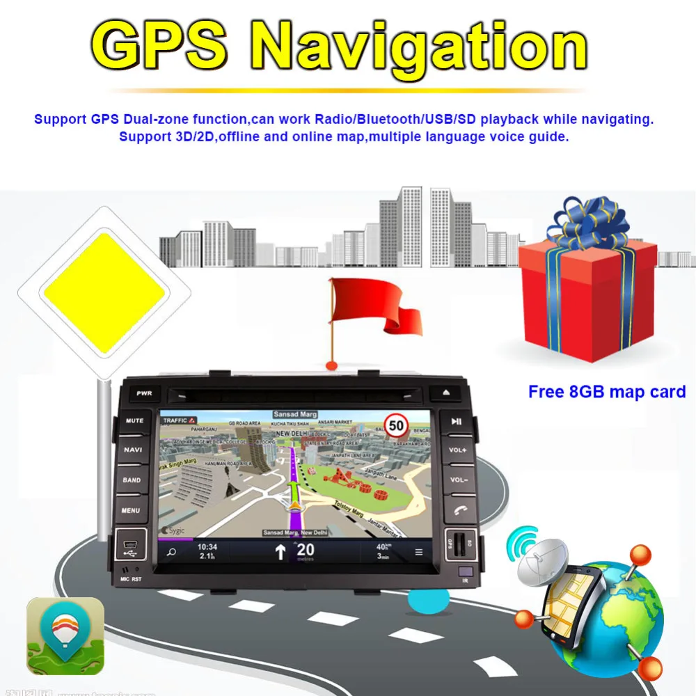 Perfect Android 7.1/8.0 Car DVD Multimedia Player GPS Navigation For Kia Sorento 2010 2011 2012 Bluetooth Touch Screen Radio FM AM RDS 4