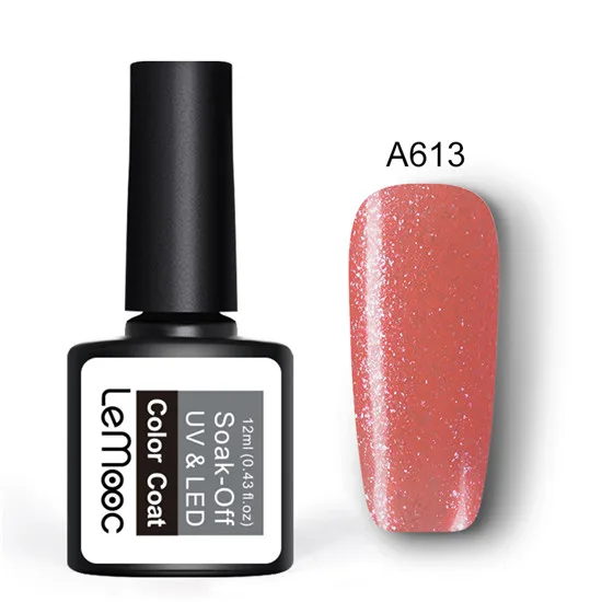 LEMOOC 12 мл розовый золотистый гель лак для ногтей блестки гель лак замочить от УФ Led DIY маникюр лак для ногтей - Цвет: LM44255-16