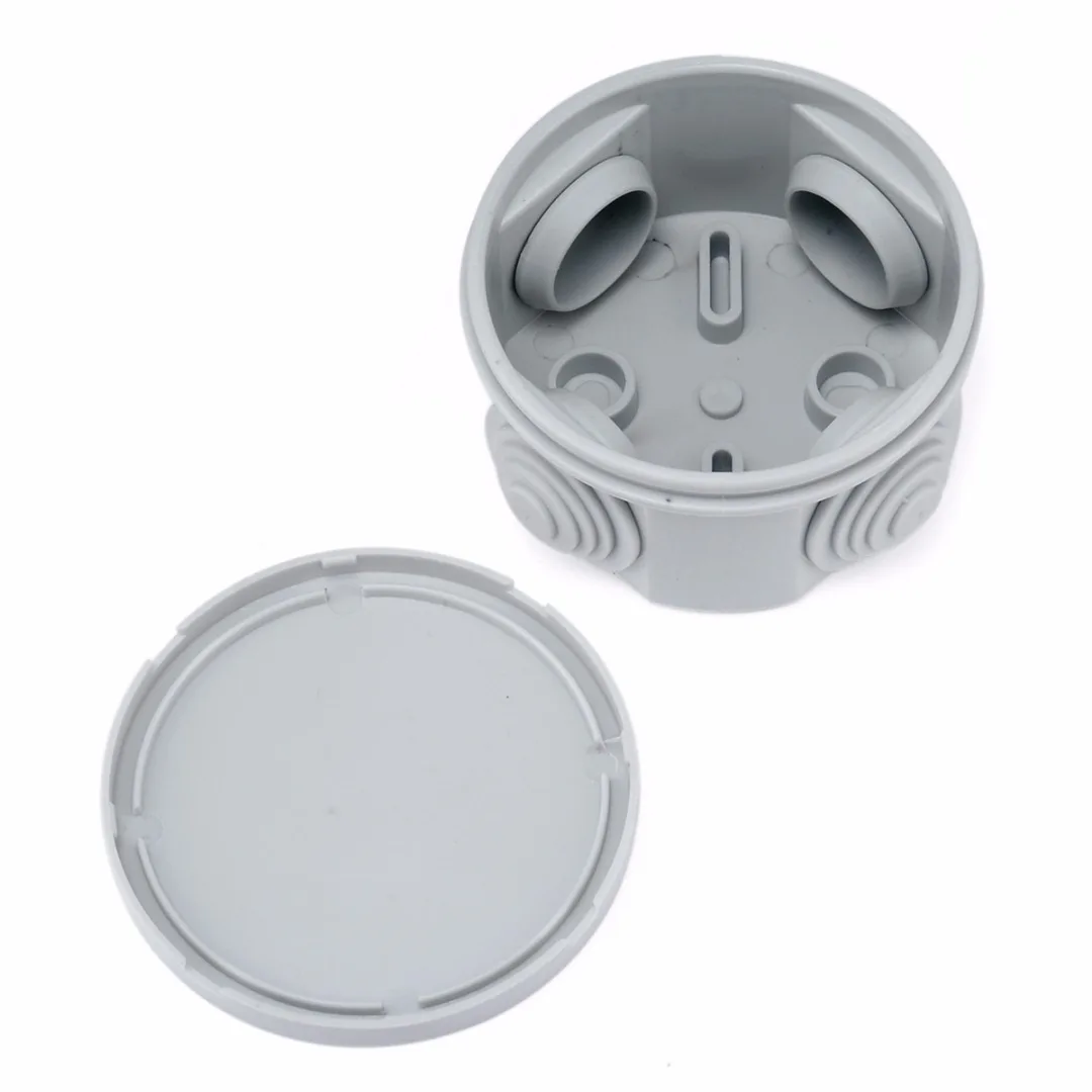 New Round Waterproof Junction Box Weatherproof Grey Plastic Electric Enclosure Case Distribution Terminal Box 65x35mm / 80x40mm