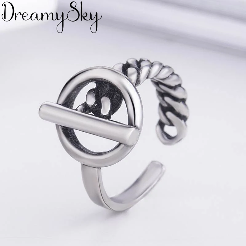 

Bohemian Vintage 925 Sterling Silver Circle Rings For Women Punk Big Antique Open Rings Statement Finger Jewelry