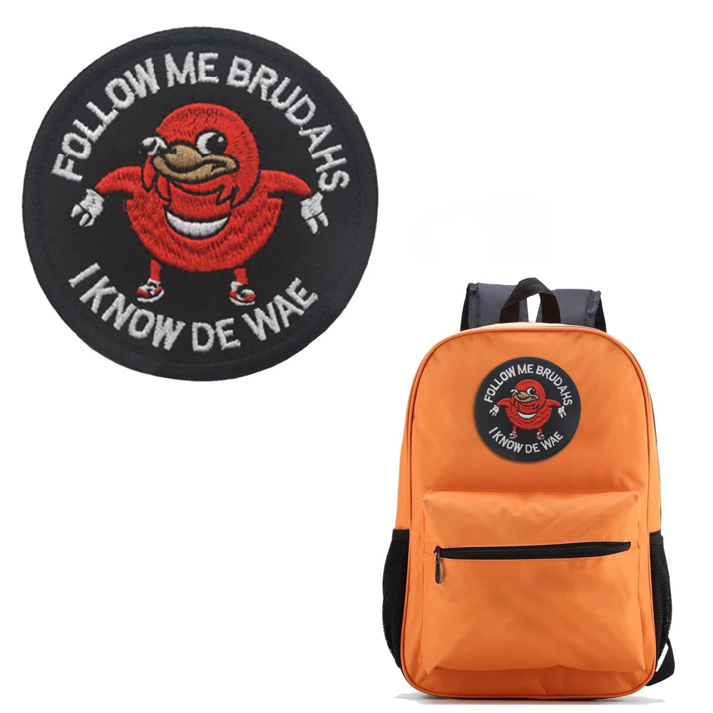 Ugandan Knuckles патч Следуйте за мной I Know De Wae вышитый патч черный Meme Военная нашивка-бейдж