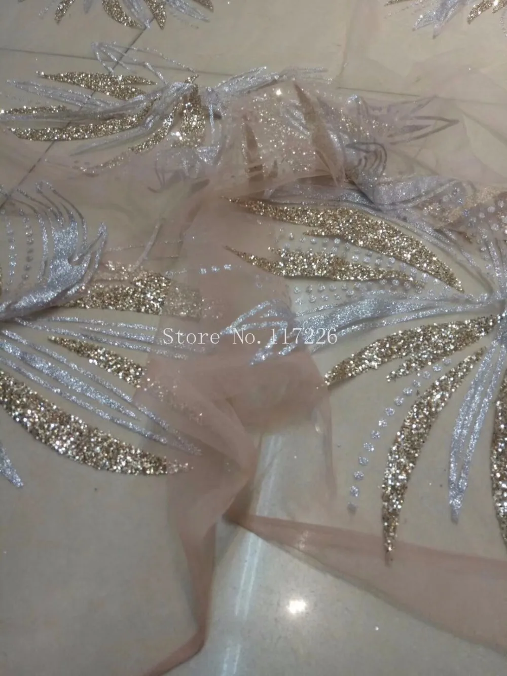 high quality glued glitter net lace african Lace fabric nigerian french JRB-91215 with | Дом и сад
