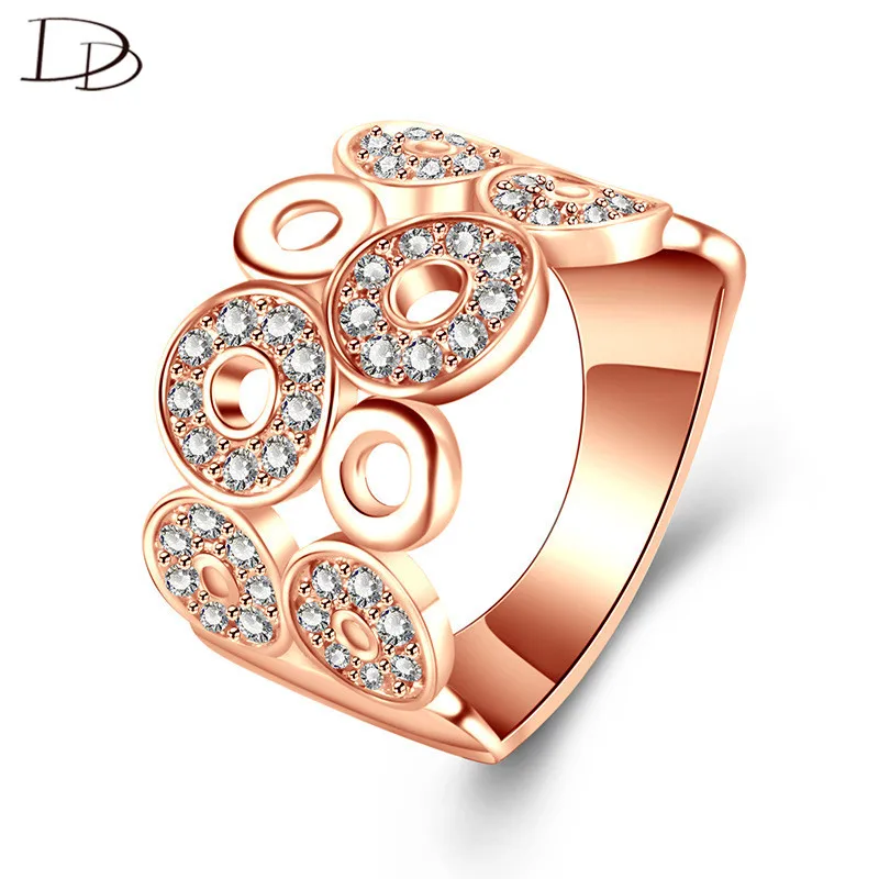 

DODO AAA Zircon Inlay Rose Gold Color Rings for Women Fashion Wide Bague Unique Vintage Design Jewelry Accessories Anel DM091