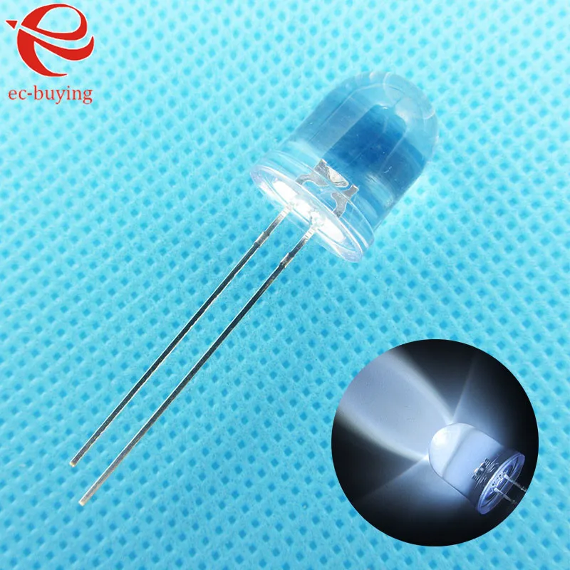 50 10mm 10000mcd LED Lamp Ultra Bright Red Light DIY New